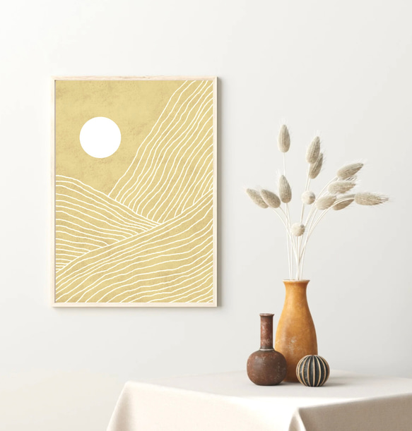 北欧 風 インテリア アートポスター 【 白線と風情 】稲穂色 :/151