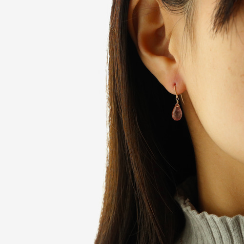 ストロベリークォーツ18kピアス