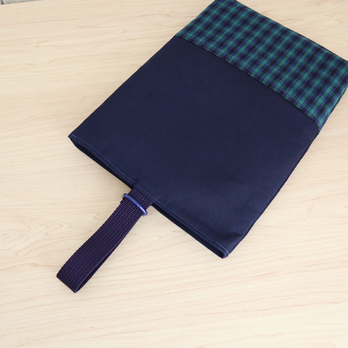 ファミリア風 緑チェック マチあり シューズケース 上履き入れ 入園