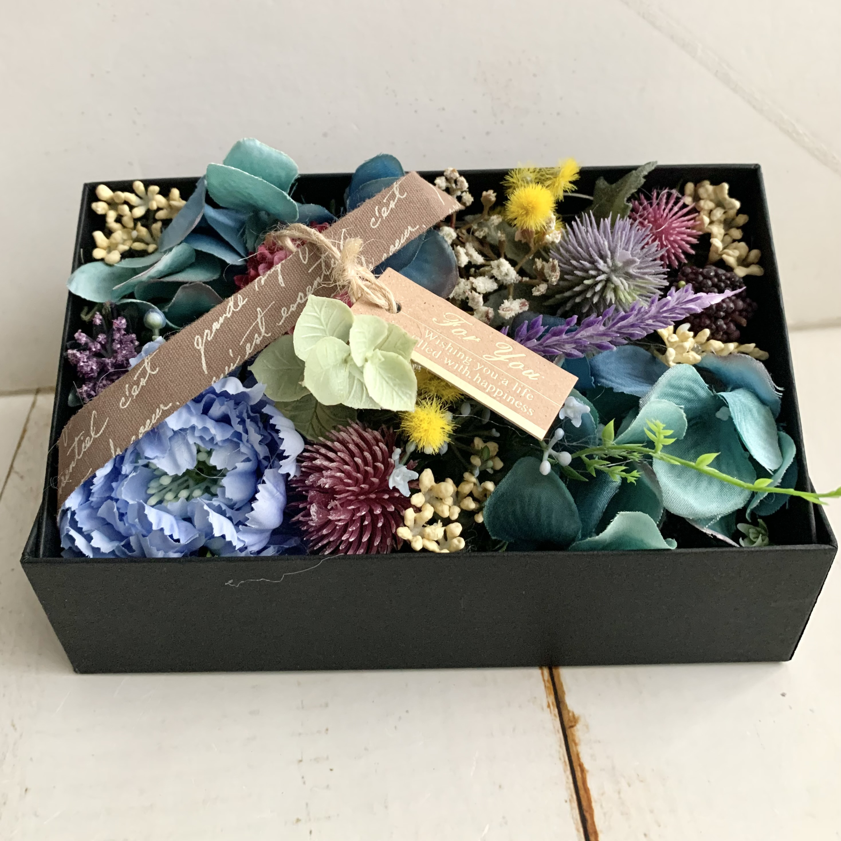 フラワーボックス長方形　ギフト　アーティフィシャルフラワー