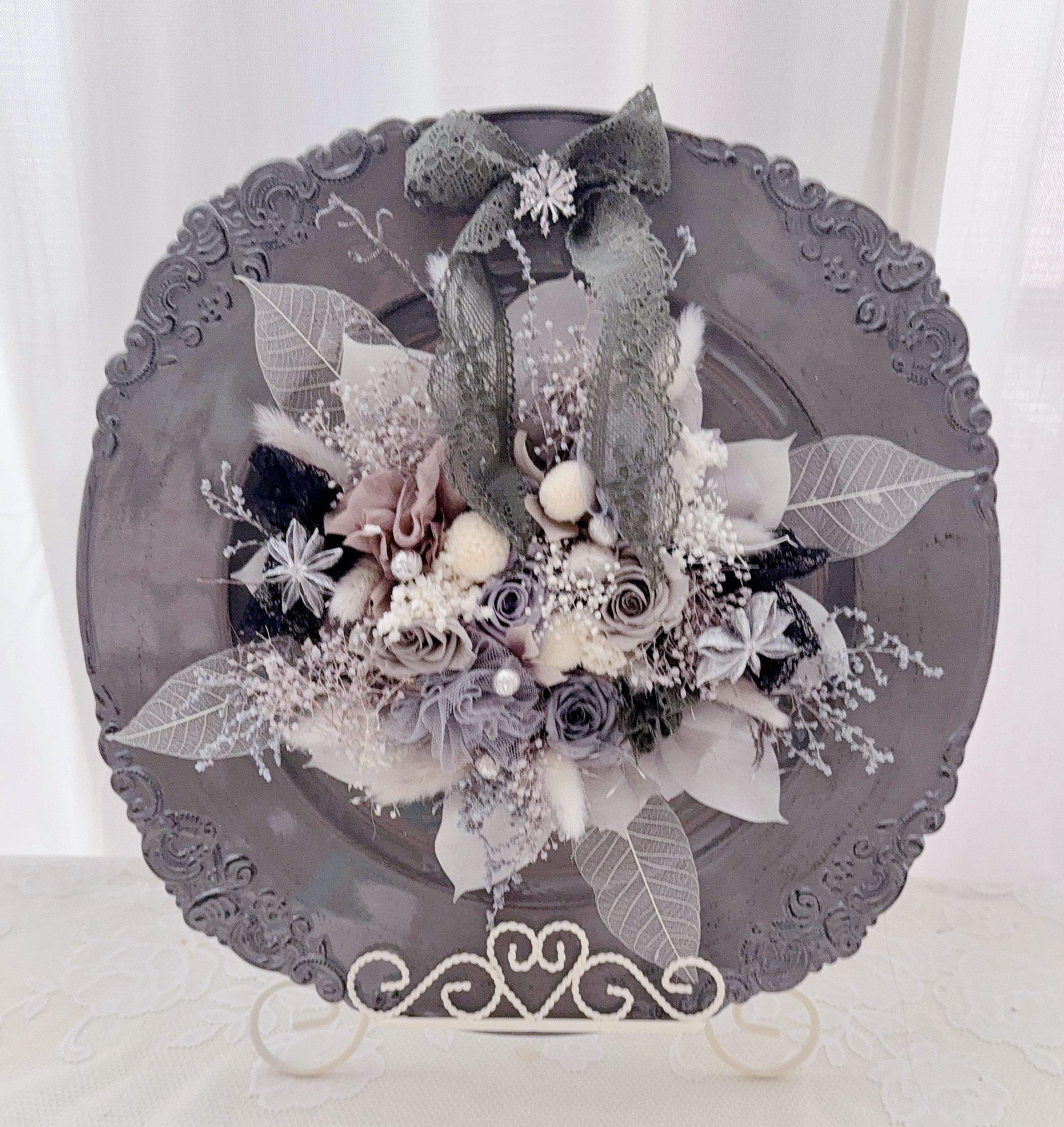 ❤️SALE❤️shabby アンティークグレープレートアレンジ