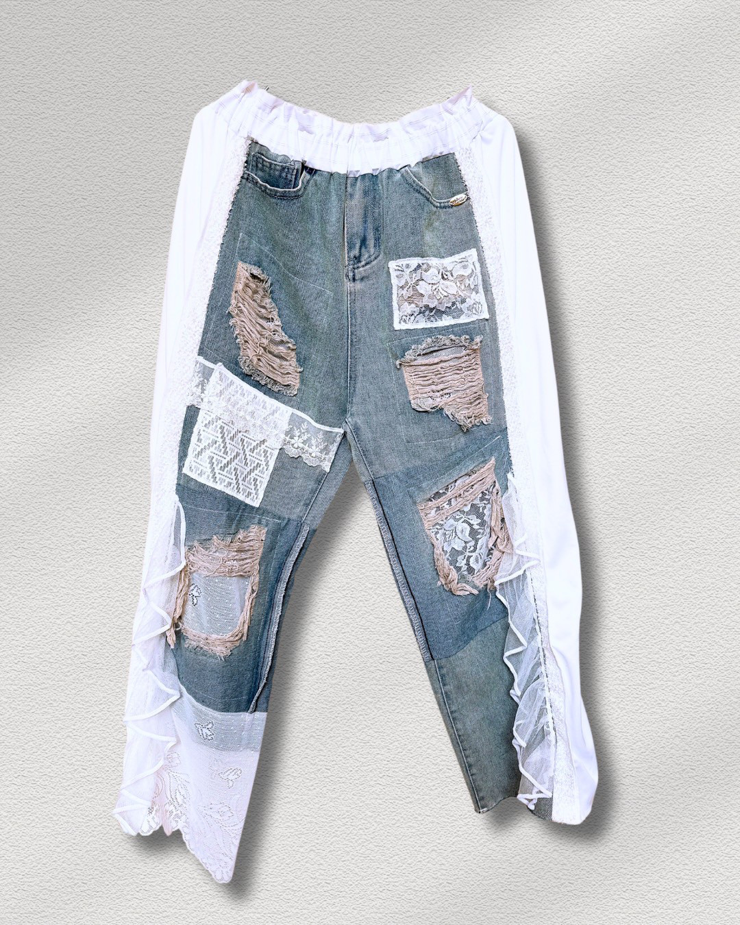レースデニムリメイクパンツ