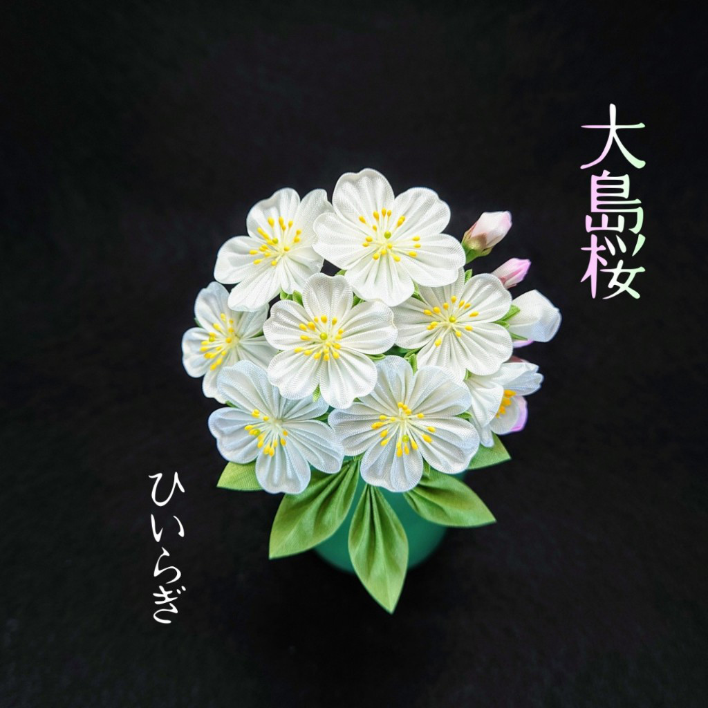 【大島桜の簪】つまみ細工