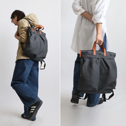 ⁑（送料無料）ラスト１　Mサイズ　軽量　収納上手な多ポケット リュックサック　クッション入ナイロン革レザー　グレーP75 8枚目の画像