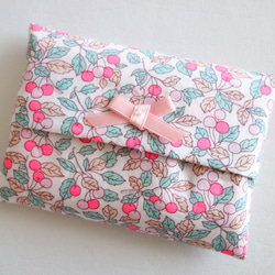 レッスンバッグ さくらんぼ 刺繍 ネイビー リバティ チェリー 女の子
