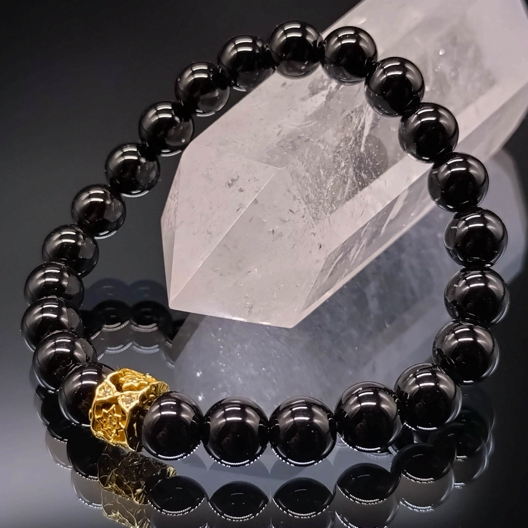 モリオン・8mm・ゴールドロンデル【最高品質】ブレスレット