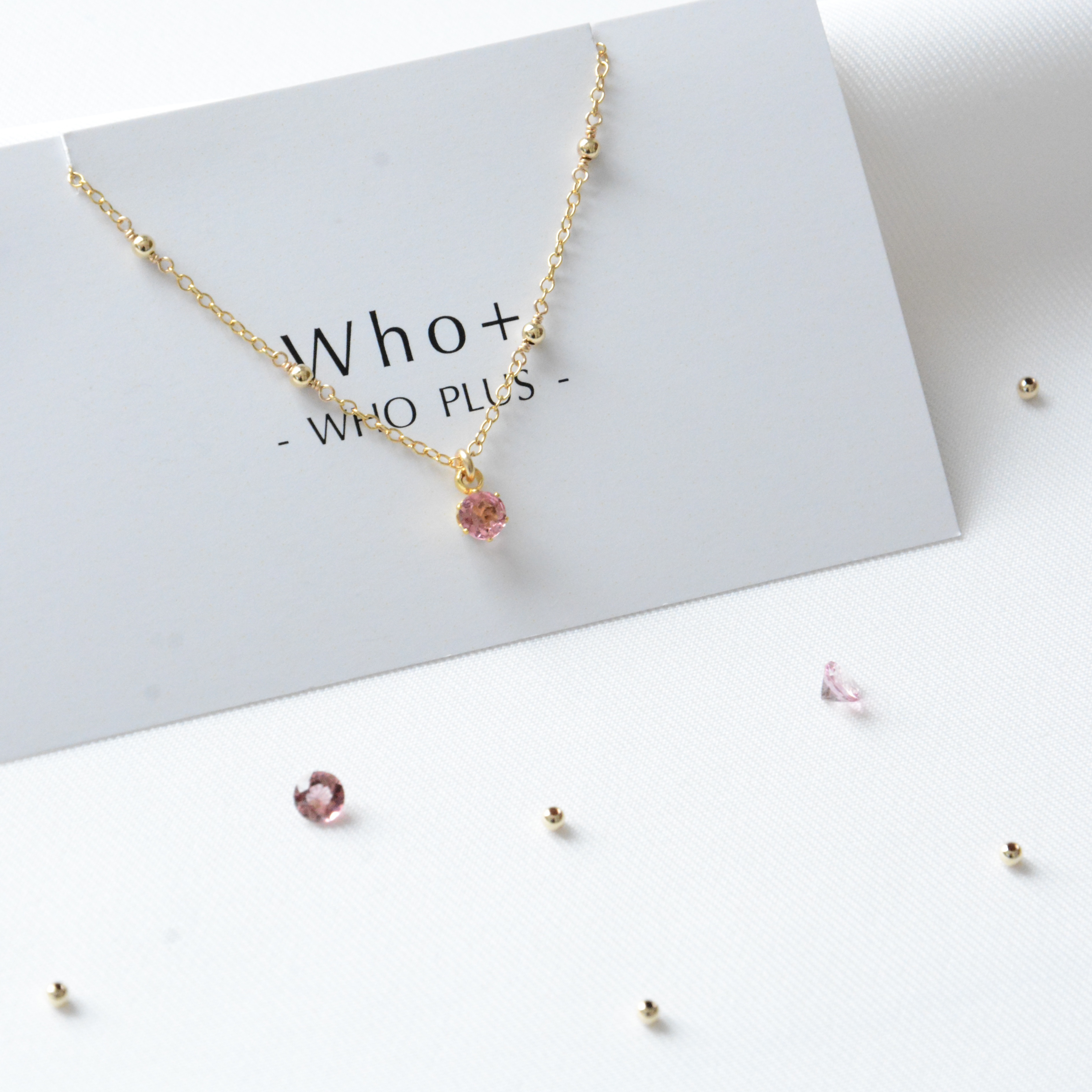 14kgf ピンクトルマリン × ステーション ペンダント ネックレス