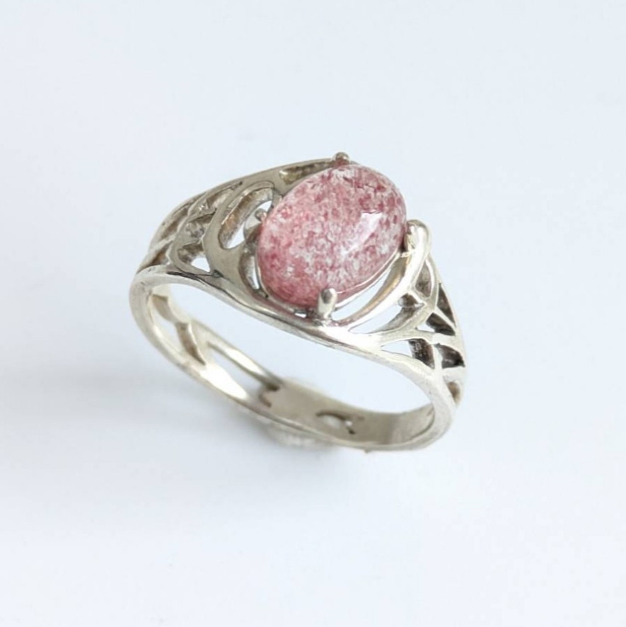 蝶の羽の透かしリング/silver925/天然石（ストロベリークオーツ）/鏡面仕上げ/