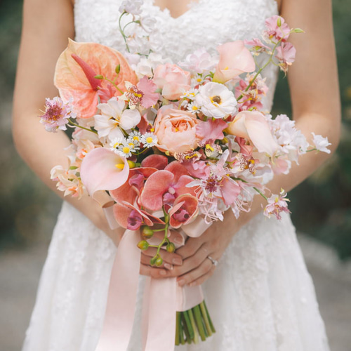 ニュアンスカラーのブーケ 胡蝶蘭 ウェディングブーケ＆ブートニア