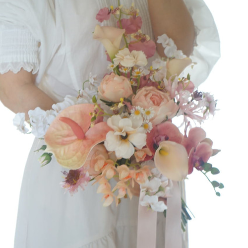 ニュアンスカラーのブーケ 胡蝶蘭 ウェディングブーケ＆ブートニア