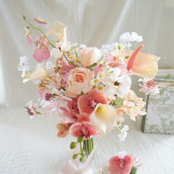 ニュアンスカラーのブーケ 胡蝶蘭 ウェディングブーケ＆ブートニア