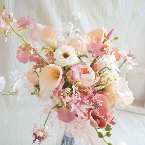 ニュアンスカラーのブーケ 胡蝶蘭 ウェディングブーケ＆ブートニア