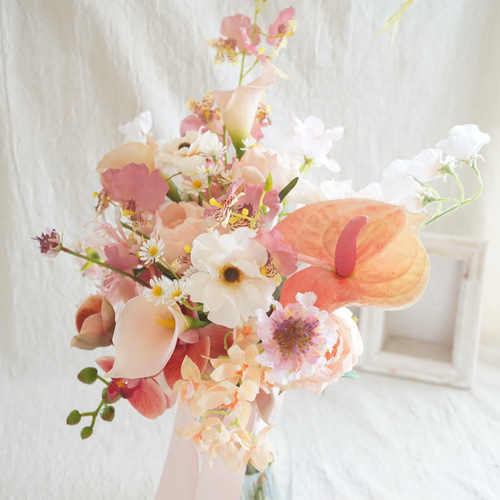 ニュアンスカラーのブーケ 胡蝶蘭 ウェディングブーケ＆ブートニア