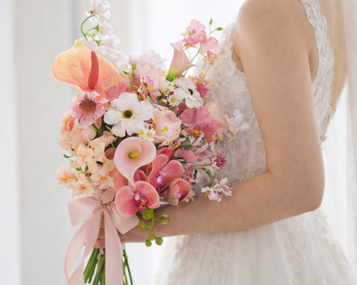 ニュアンスカラーのブーケ 胡蝶蘭 ウェディングブーケ＆ブートニア