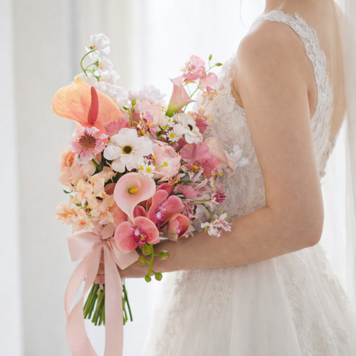 ニュアンスカラーのブーケ 胡蝶蘭 ウェディングブーケ＆ブートニア