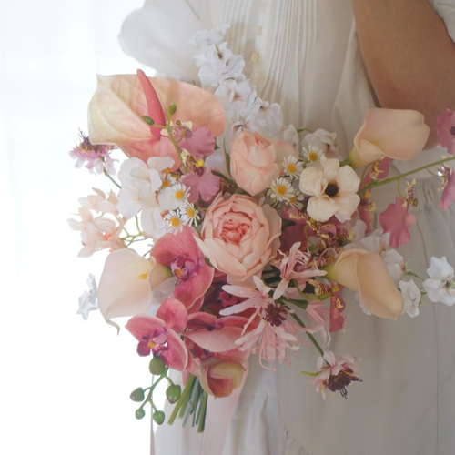 ニュアンスカラーのブーケ 胡蝶蘭 ウェディングブーケ