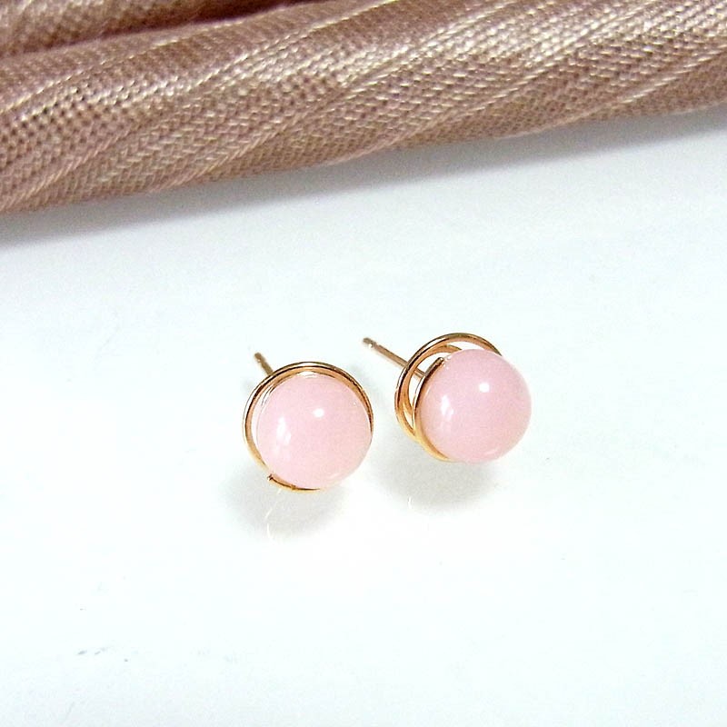 K18　6mm ピンクオパール ピアス
