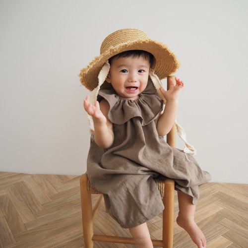 kalinka リネン フリルロンパース 2-3歳 kalinka リネン フリル