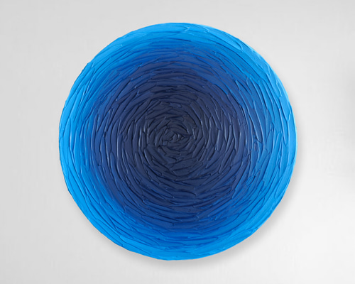 B5サイズ原画『海の青色』 絵画 テクスチャーアート 海 ブルー 青色 円形 グラデーション 原画（M