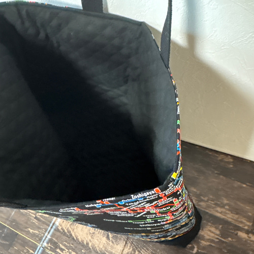 電車柄 往来線 路線図 レッスンバッグ 受注制作 図書バック レッスン