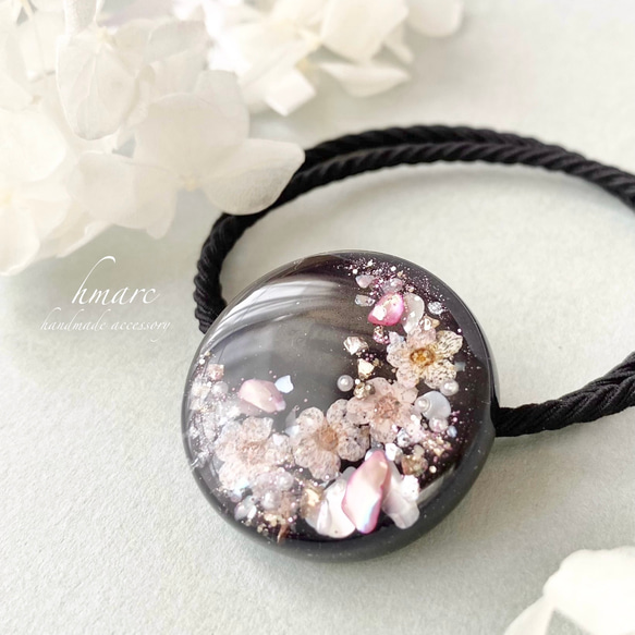 647】ハンドメイドレジンヘアゴムポニーフック手描き