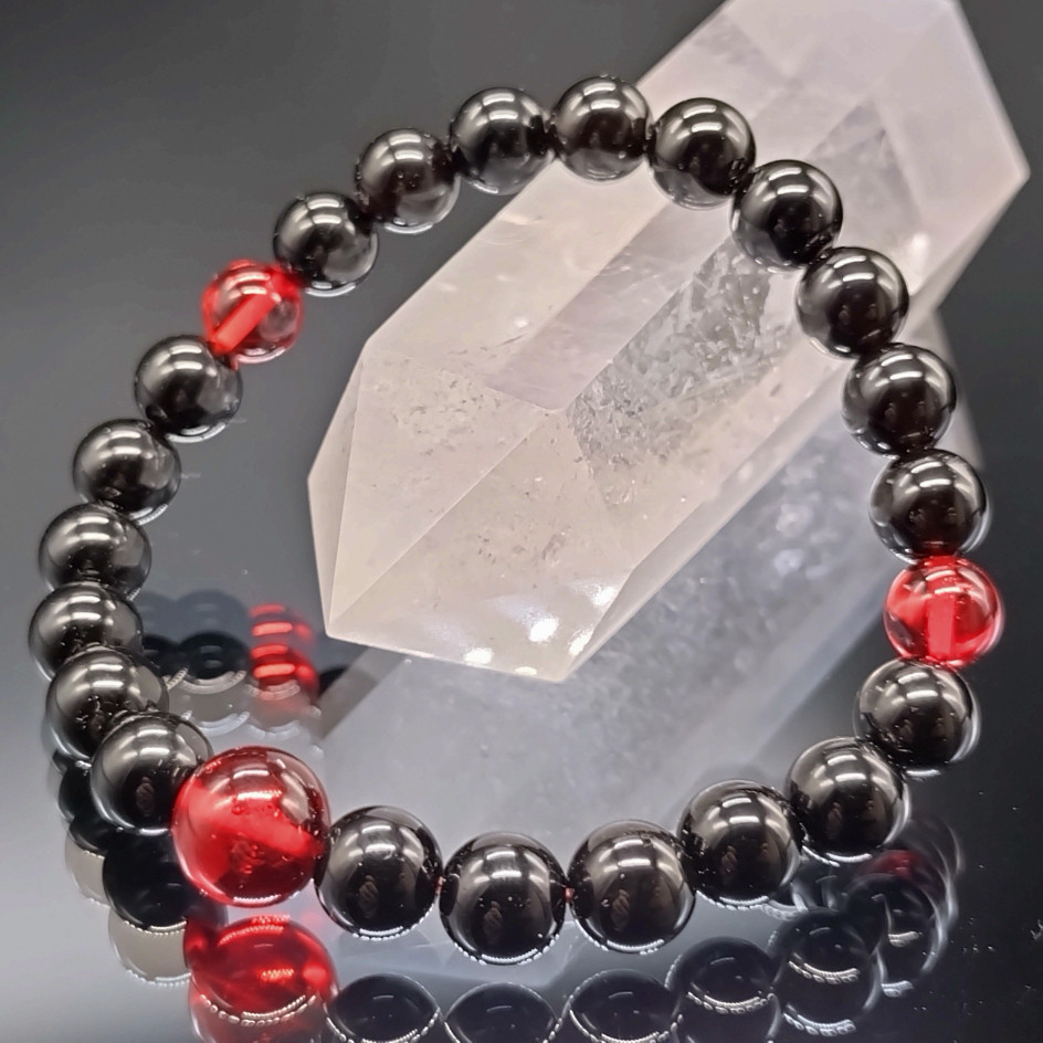 モリオン・アンバー(琥珀)・8mm親玉10mm【高品質・鑑別済み】ブレスレット