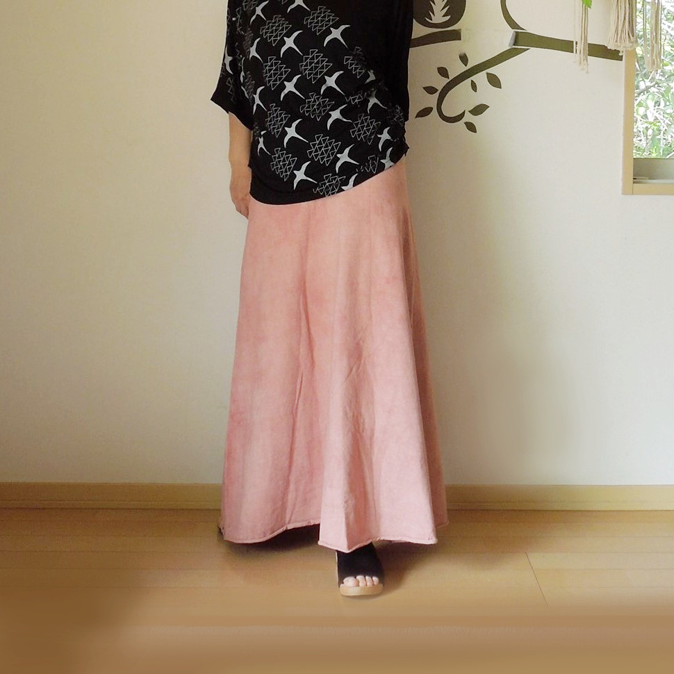 【再入荷】asana ヘンプコットン ロングスカート121●草木染めチーク