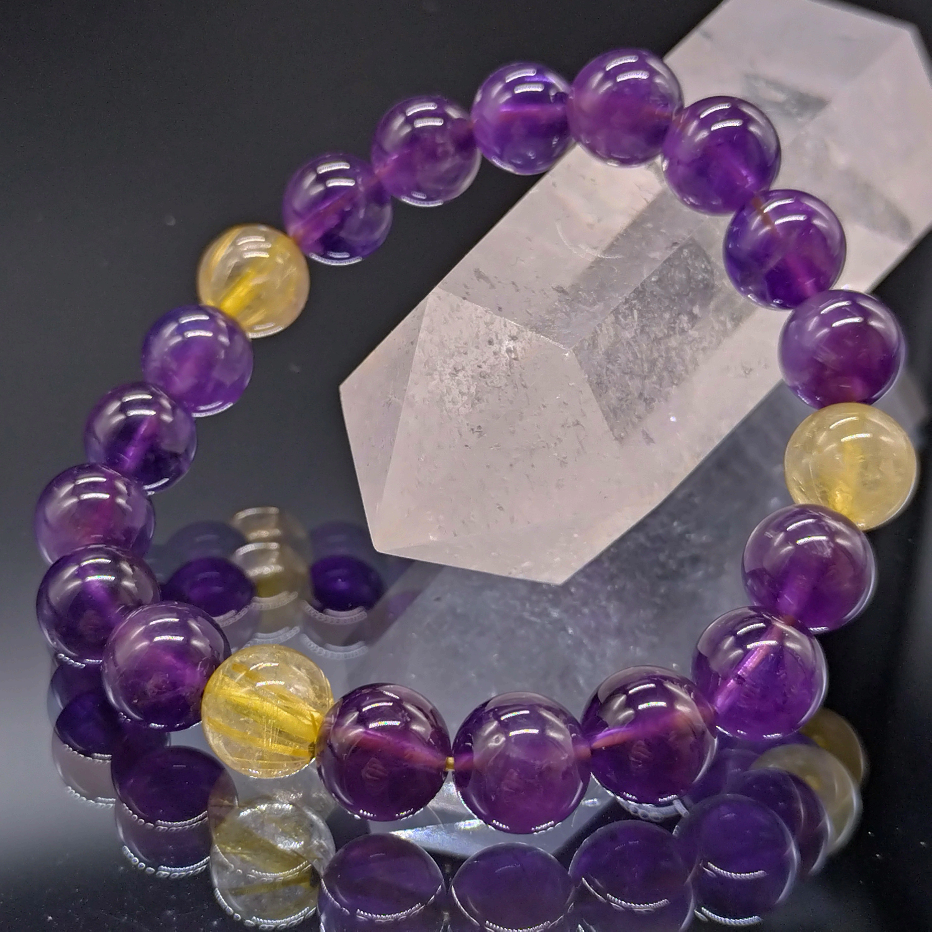 アメジスト・ルチルクォーツ・10mm・AAA+ ブレスレット