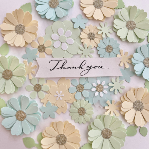 グリーンイエローペーパーフラワー クラフトパンチ色紙飾りアルバム