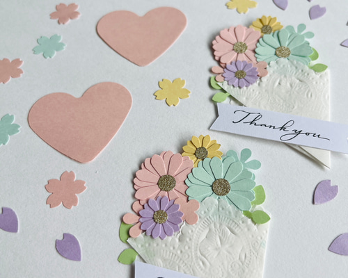 マカロンカラー花束 ブーケ クラフトパンチ アルバム素材 寄せ書き