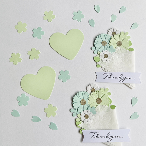 グリーン花束 ブーケペーパーフラワー クラフトパンチ アルバム素材