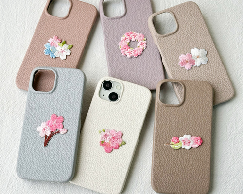 SAKURAYAMA 刺繍スマホケース　iPhone SE セール】立体刺繍スマホケース iPhone カバー PUレザー【iPhone