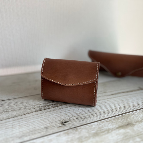 ブラウンレザー 三つ折り財布 ブラウンレザー 三つ折り財布