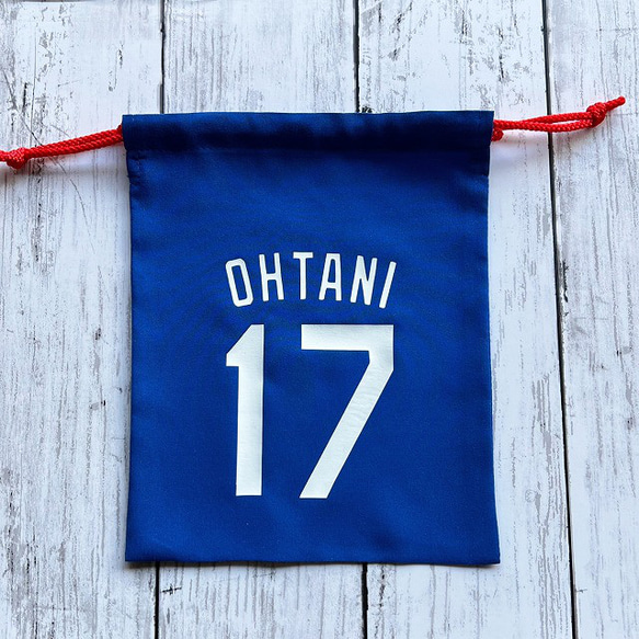 ドジャース 巾着袋 大谷翔平 17番 OHTANI ブルー dodgers MLB LA