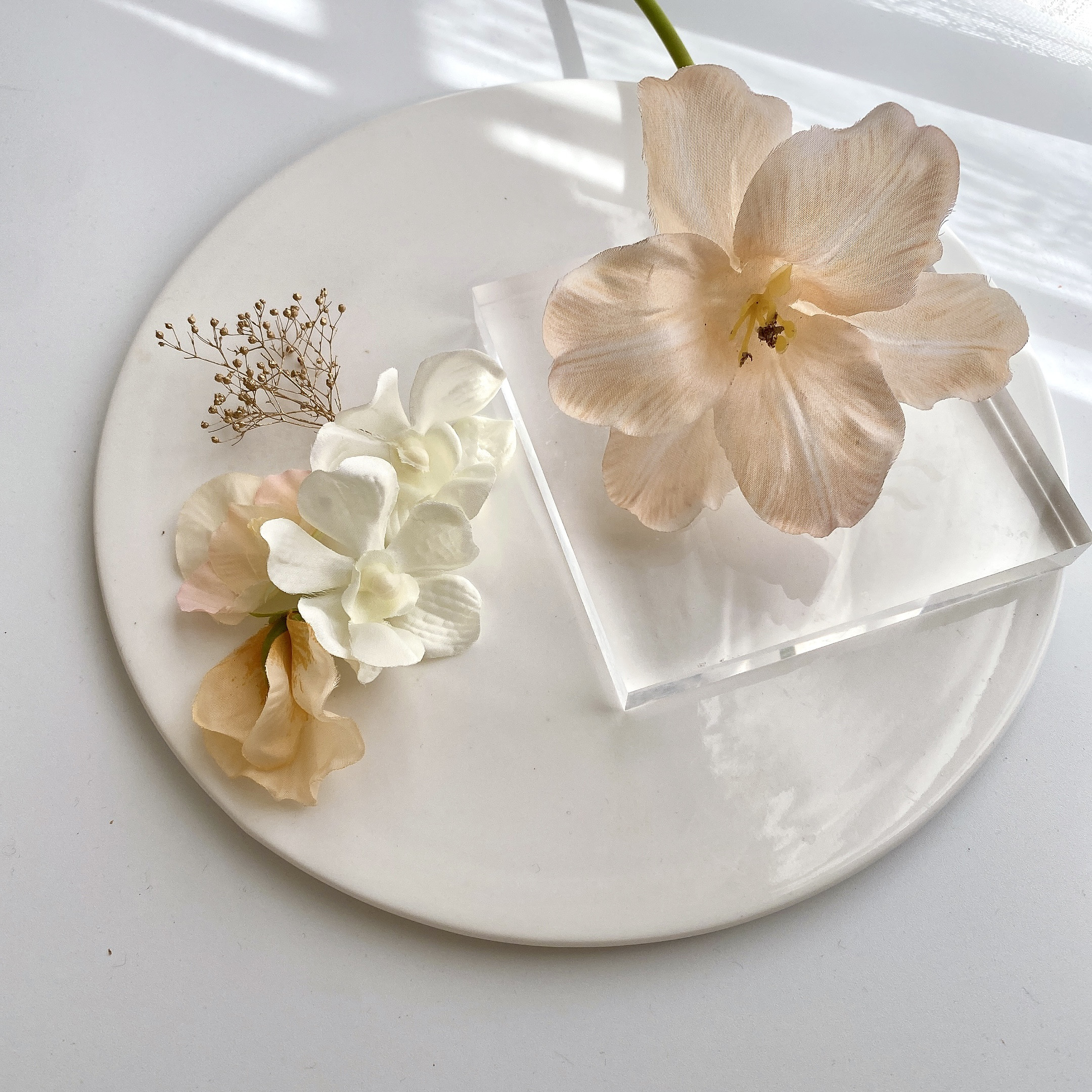 clear beige ヘッドドレス　ヘッドパーツ　髪飾り　結婚式　成人式　卒業式