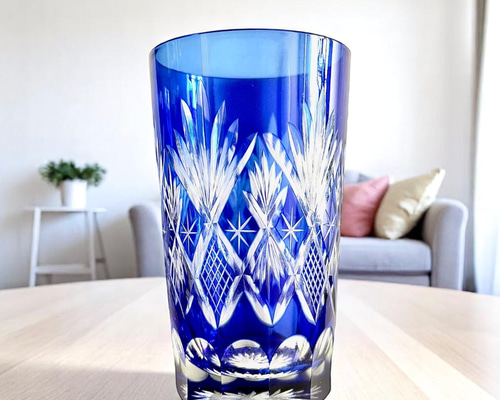 単品バラ売り＞江戸切子 グラス 青 no34 グラス antique art nozomi