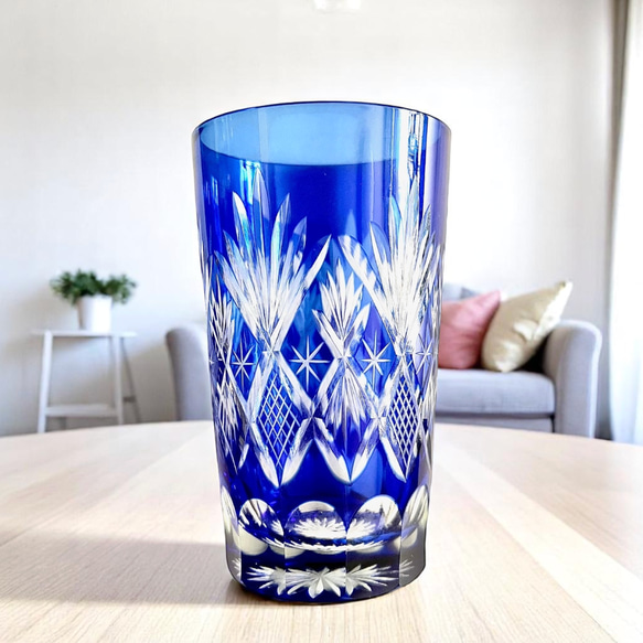 単品バラ売り＞江戸切子 グラス 青 no34 グラス antique art nozomi