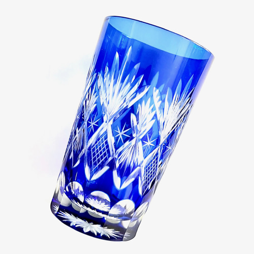 単品バラ売り＞江戸切子 グラス 青 no34 グラス antique art nozomi