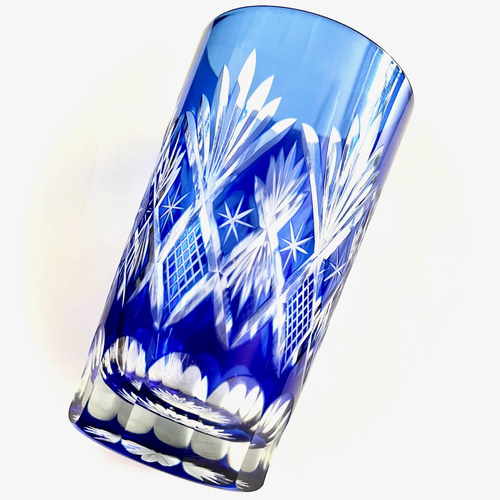 単品バラ売り＞江戸切子 グラス 青 no34 グラス antique art nozomi