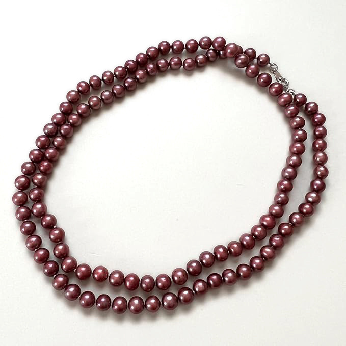 淡水本真珠 淡水パール ロングネックレス ラズベリー 約76cm パール 真珠 おしゃれ pe7-po76r