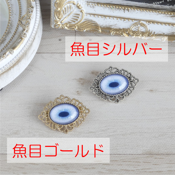 ブローチ 魚目・茶目 大【オーダー】 2枚目の画像