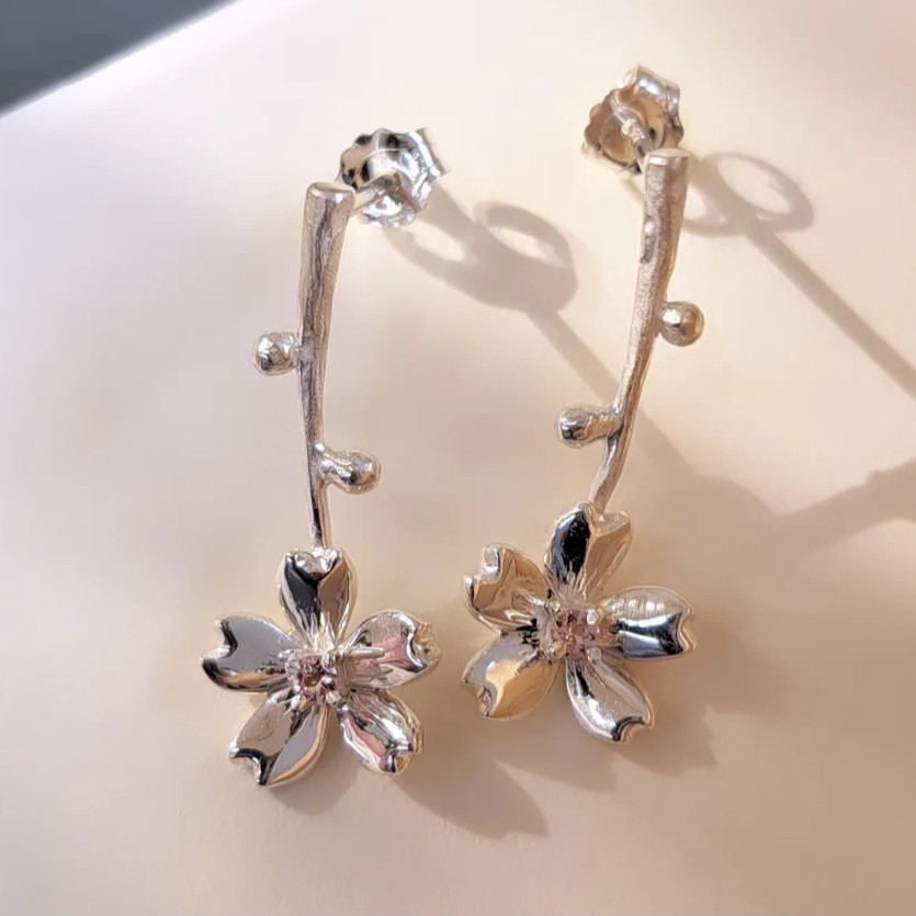 【 ピンクトルマリン 桜のピアス】さくら 桜アクセサリー 桜ピアス さくらピアス サクラ 京都