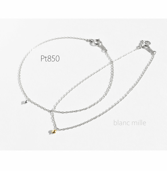 No.b-p0.85-b○*Pt850ひとつ星ブレスレット○*プラチナビーズ付き