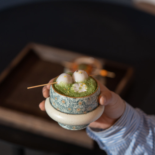 詩瓷集 中国風手作青花磁器 流釉タイプ デイジーフロートカップ