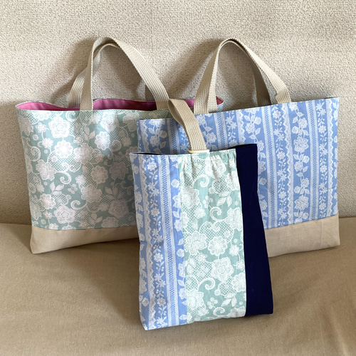 初出品記念おまけつき】花柄レッスンバッグ トートバッグ ハンドメイド