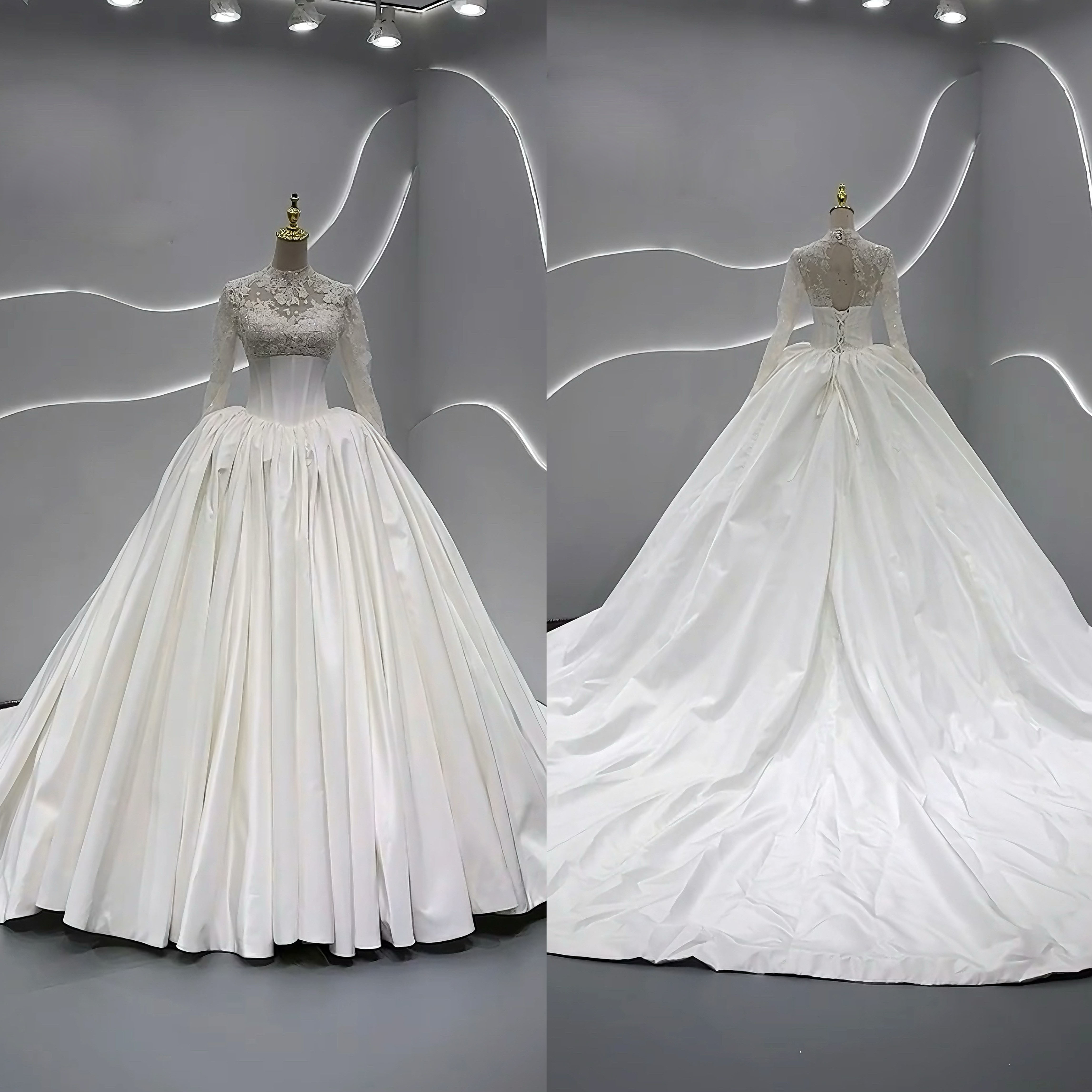 2025新作！エレガントなシルエット　優雅フロントカットアウ　ネック　プリンセスライン　サイズオーダー可能　高級サテン