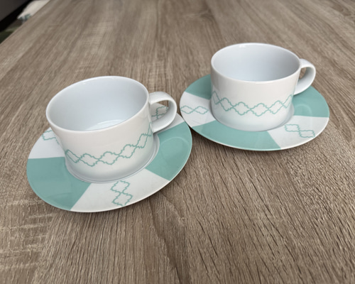 カップ&ソーサー エメラルドグリーン柄 2客セット ティーカップ カルペ