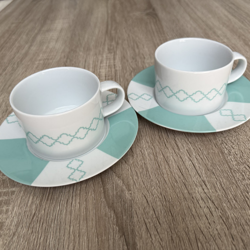 カップ&ソーサー エメラルドグリーン柄 2客セット ティーカップ カルペ