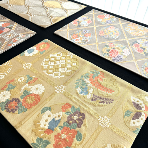 ランチョンマット(高級正絹袋帯リメイク)新品未使用 ◼︎51◼︎一点物 正絹 高級袋帯 春色 ランチョンマット4枚