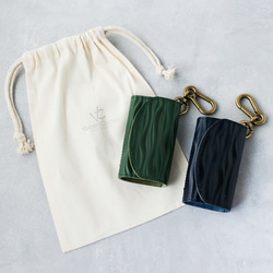 送料無料 栃木レザー キャニオン 型押し 日本製 カラビナ 付き キーケース コインケース PAOLO グリーン 本革 8枚目の画像